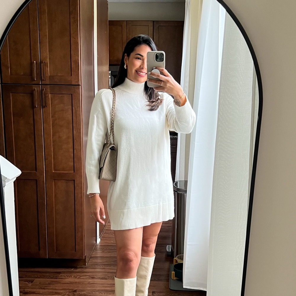 Zara Cream Turtleneck Sweaterdress